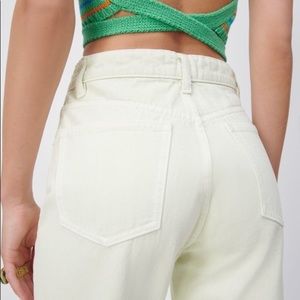 Hi rise Zara light green straight leg short cropped jeans